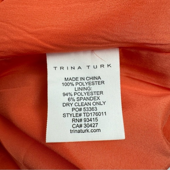 Trina Turk Vine Halter Front Pleat Size 8 Coral Lined Tank Dress - Picture 4 of 7